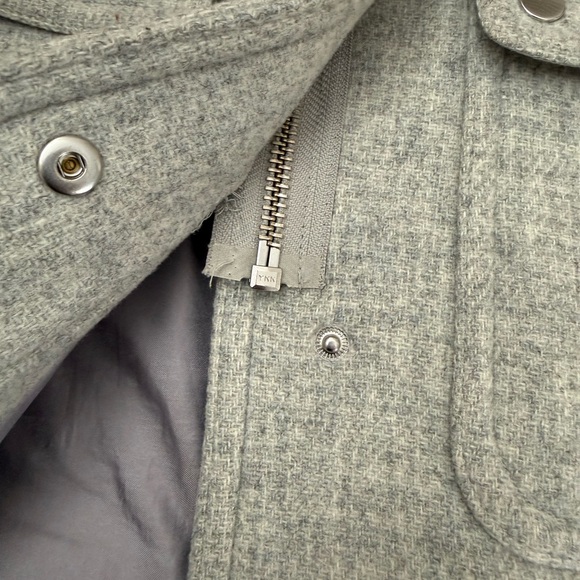 Women's Gray Coat with Faux Fur Trim - Picture 4 of 6